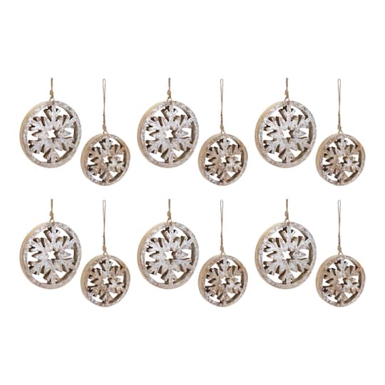 Cut Out Snowflake Wood Ornament Set